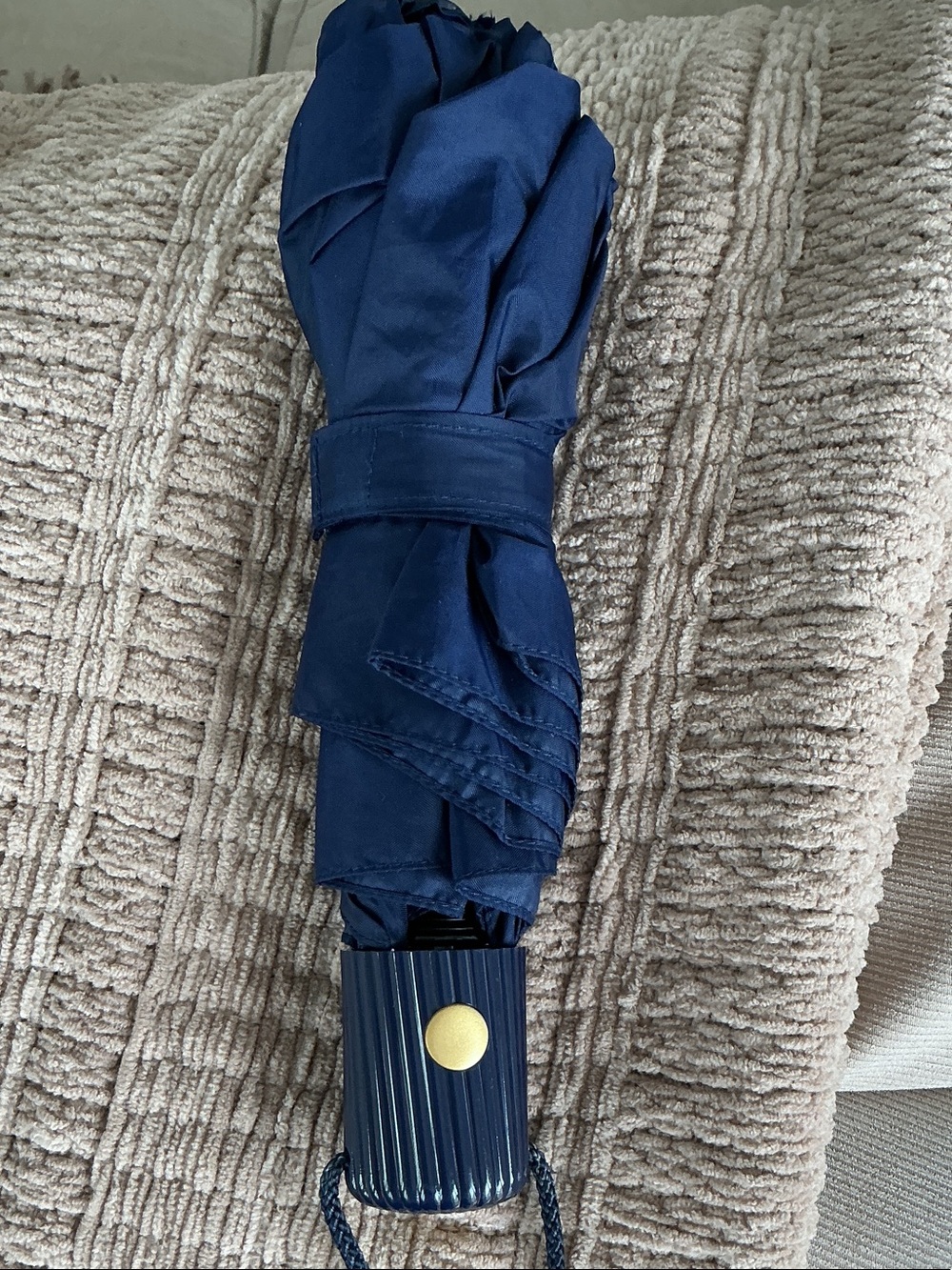totes Navy Blue Umbrella with Gold Accent